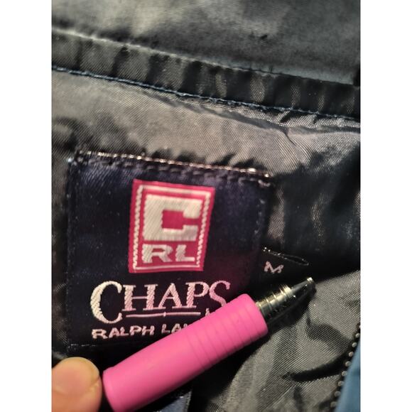 M630) Vtg Chaps Ralph Lauren Blue Nylon Windbreaker Rain Jacket Medium - Picture 9 of 10